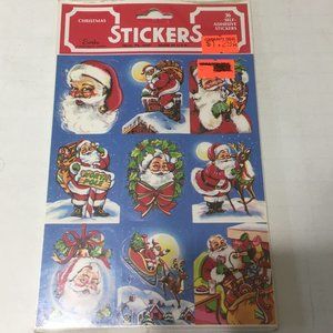 Vintage Santa Claus Christmas holiday stickers in sealed package